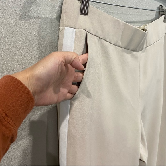 Alice + Olivia Tapered Leg Joggers Trousers Elasticated Ankle Pants Cream Size L - Picture 4 of 8